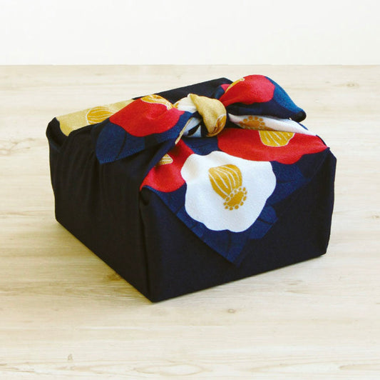 Furoshiki wrapping cloth - Chirimen/Tsubaki Japanese Camellia 70cm