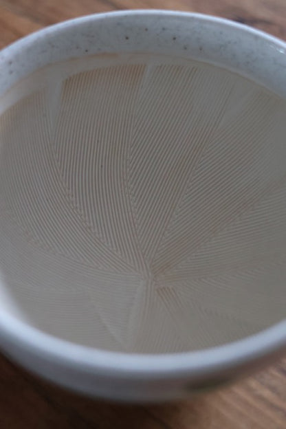 Suribachi & Surikogi (Ceramic grinding bowl and wooden stick) Red flower