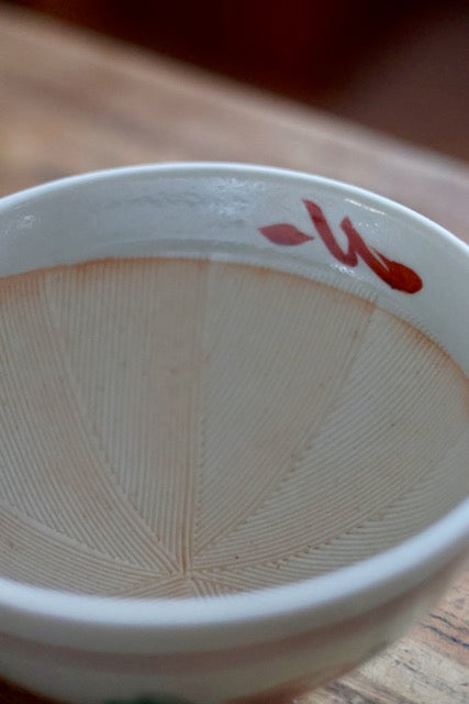 Suribachi & Surikogi (Ceramic grinding bowl and wooden stick) Red x green