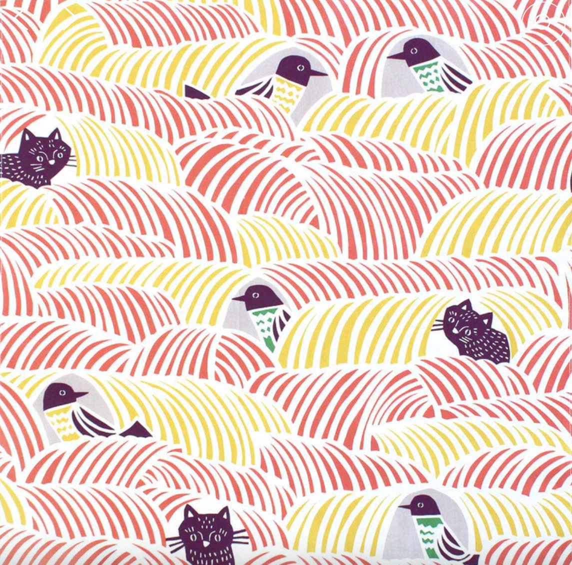 Furoshiki wrapping (Cat & bird) 48cm