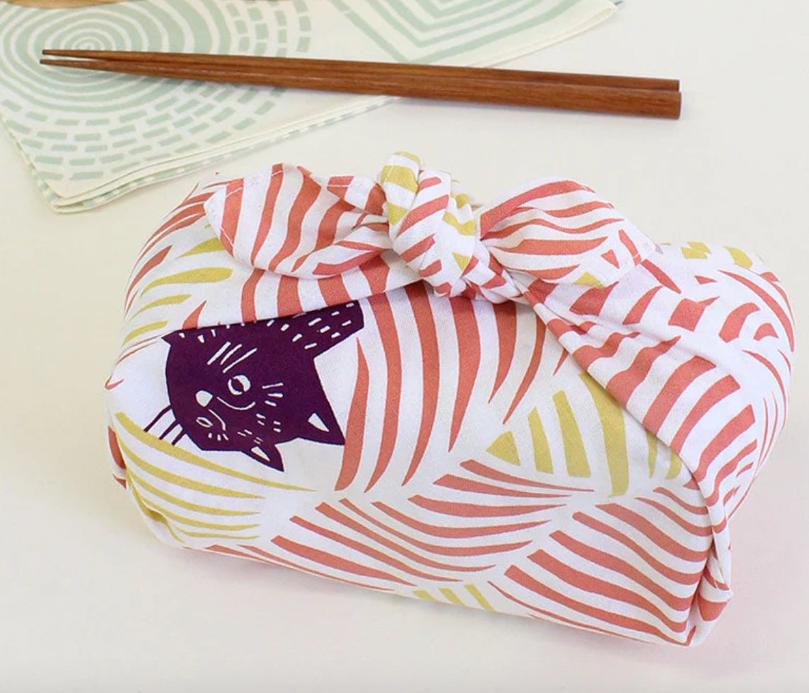 Furoshiki wrapping (Cat & bird) 48cm