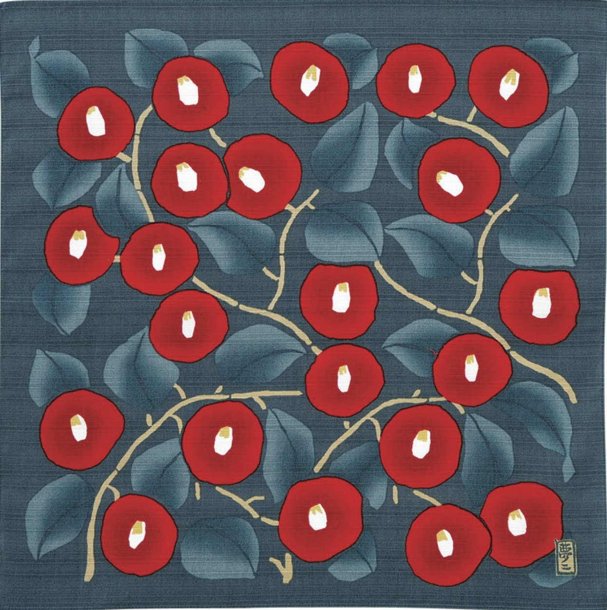 Furoshiki wrapping cloth - / camellia　Reversible  48cm