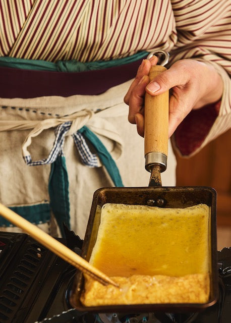 Copper Egg Omelette Pan (For Japanese Tamagoyaki) with bamboo chopstics