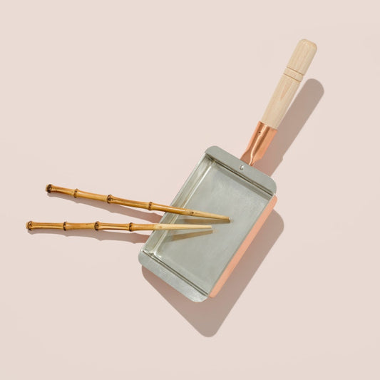 Copper Egg Omelette Pan (For Japanese Tamagoyaki) with bamboo chopstics