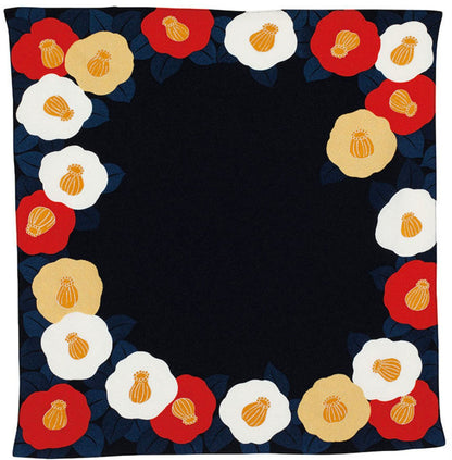 Furoshiki wrapping cloth - Chirimen/Tsubaki Japanese Camellia 70cm