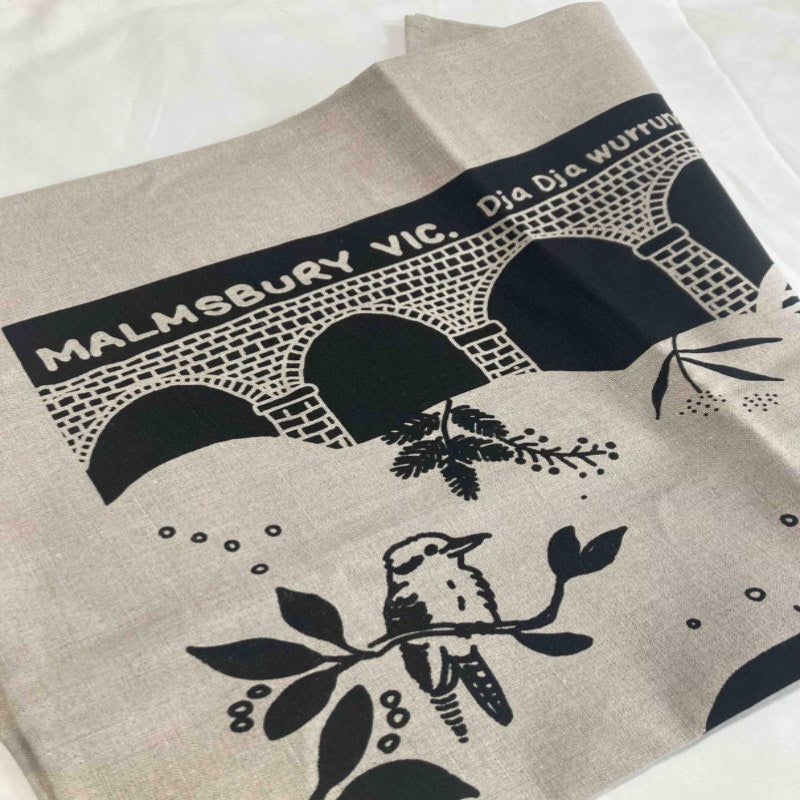 Malmsbury & animals tea towel